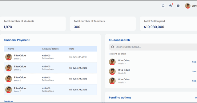 An admin dashboard